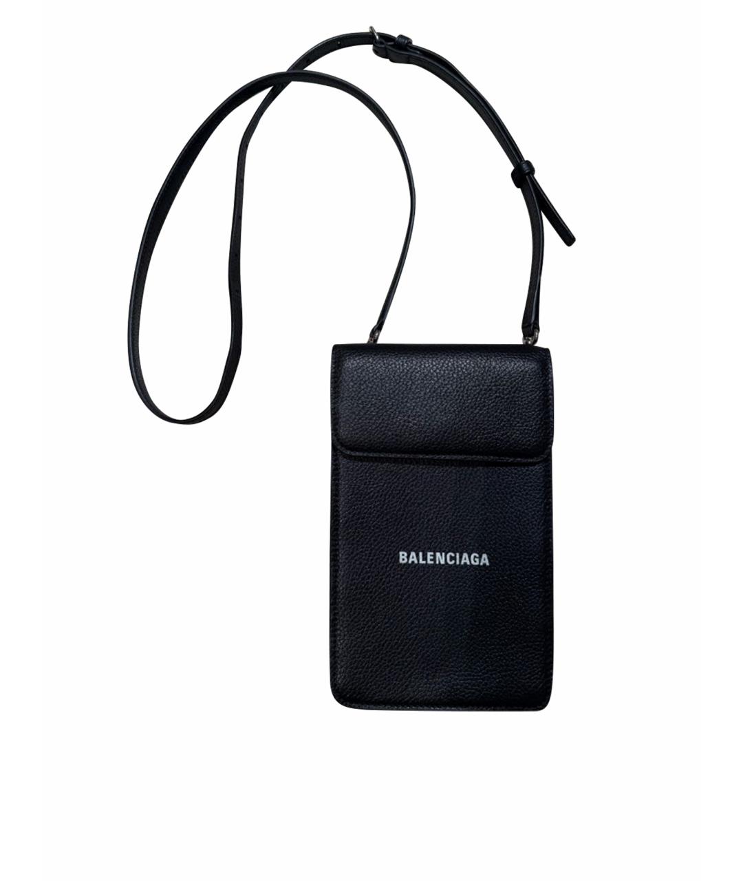 BALENCIAGA Черная кожаная поясная сумка, фото 1