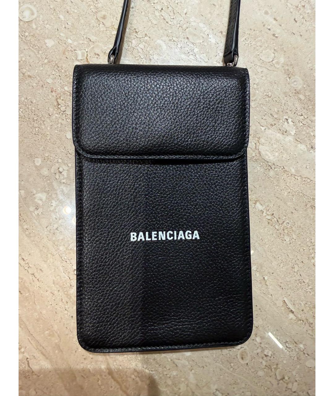 BALENCIAGA Черная кожаная поясная сумка, фото 2