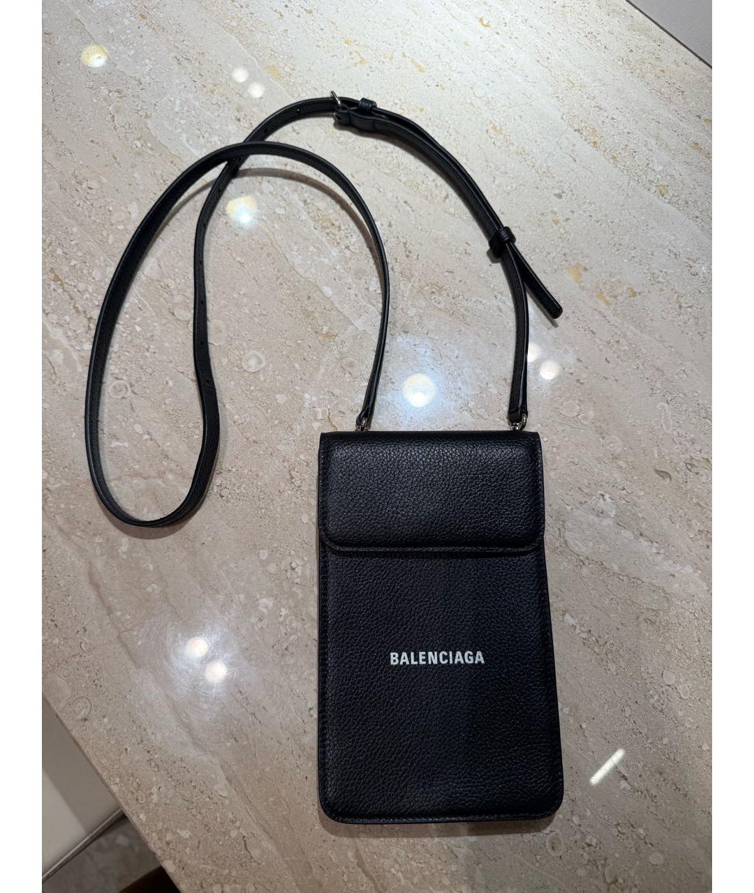 BALENCIAGA Черная кожаная поясная сумка, фото 4