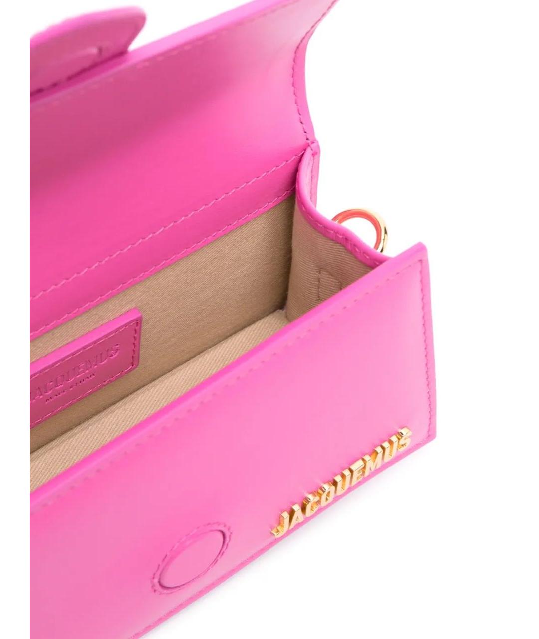 JACQUEMUS Розовая кожаная сумка с короткими ручками, фото 3