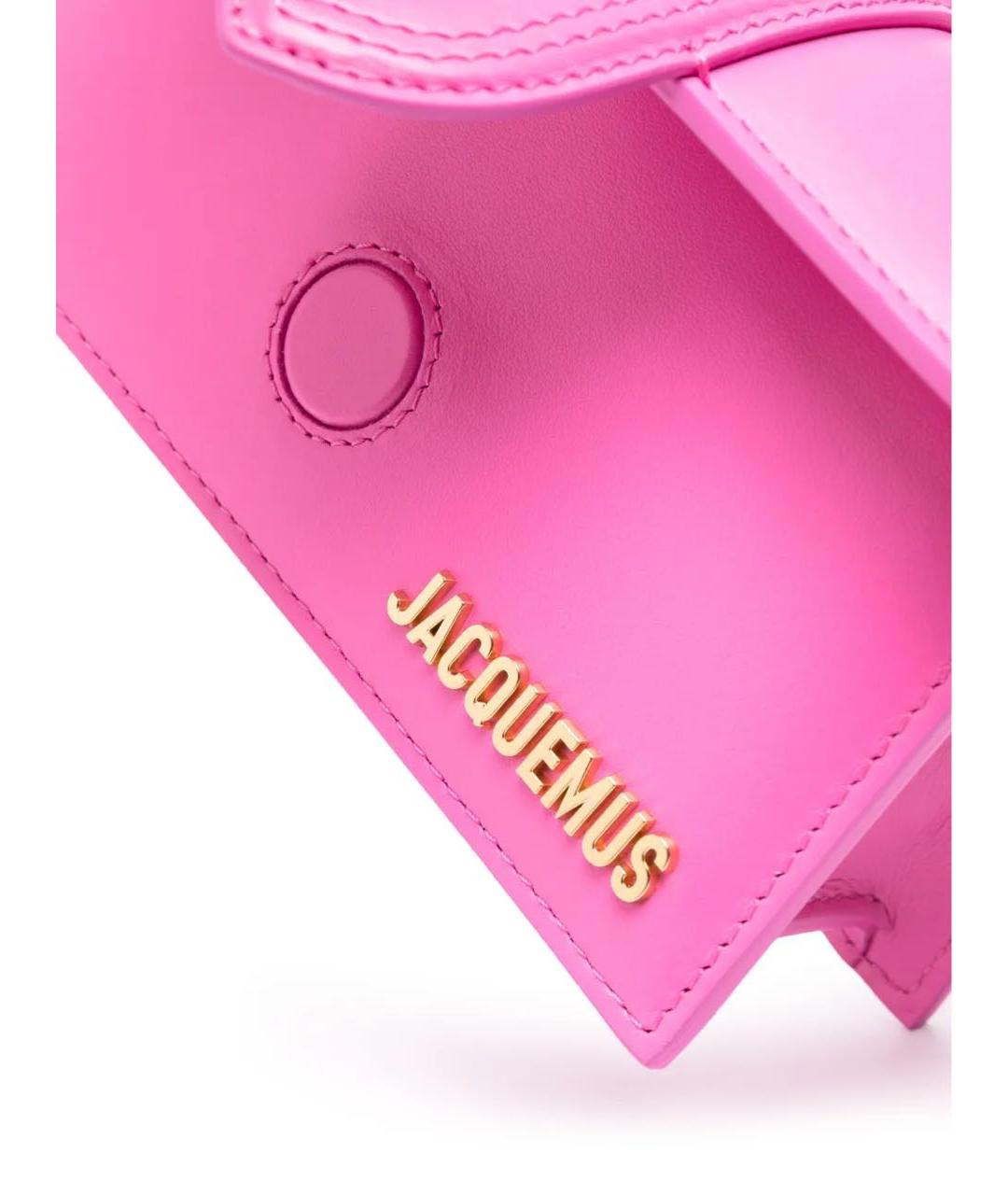 JACQUEMUS Розовая кожаная сумка с короткими ручками, фото 4