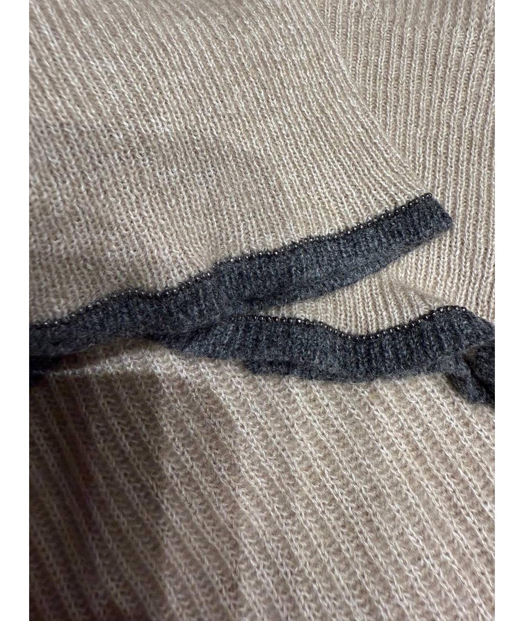 BRUNELLO CUCINELLI Бежевое шерстяное повседневное платье, фото 3