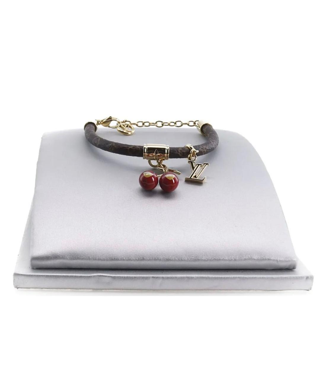 LOUIS VUITTON Коричневый кожаный браслет, фото 2