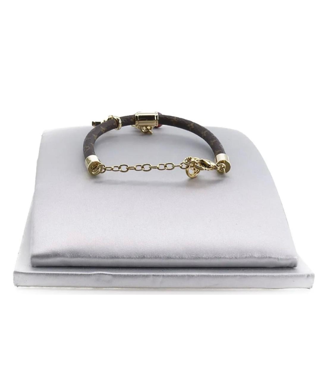 LOUIS VUITTON Коричневый кожаный браслет, фото 3