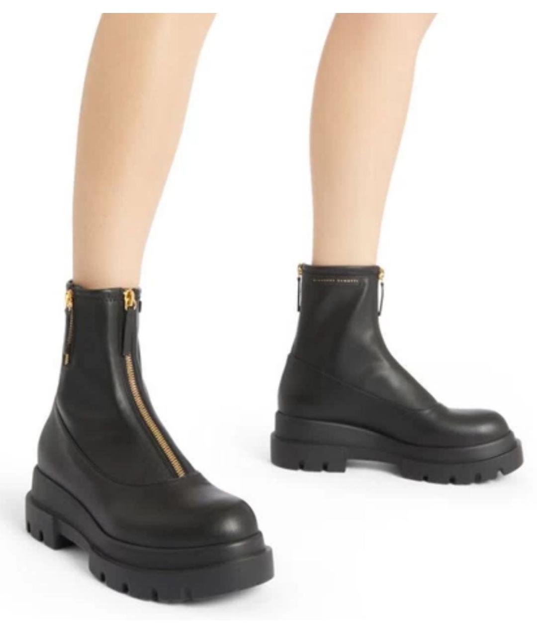 GIUSEPPE ZANOTTI DESIGN Черные кожаные ботинки, фото 5