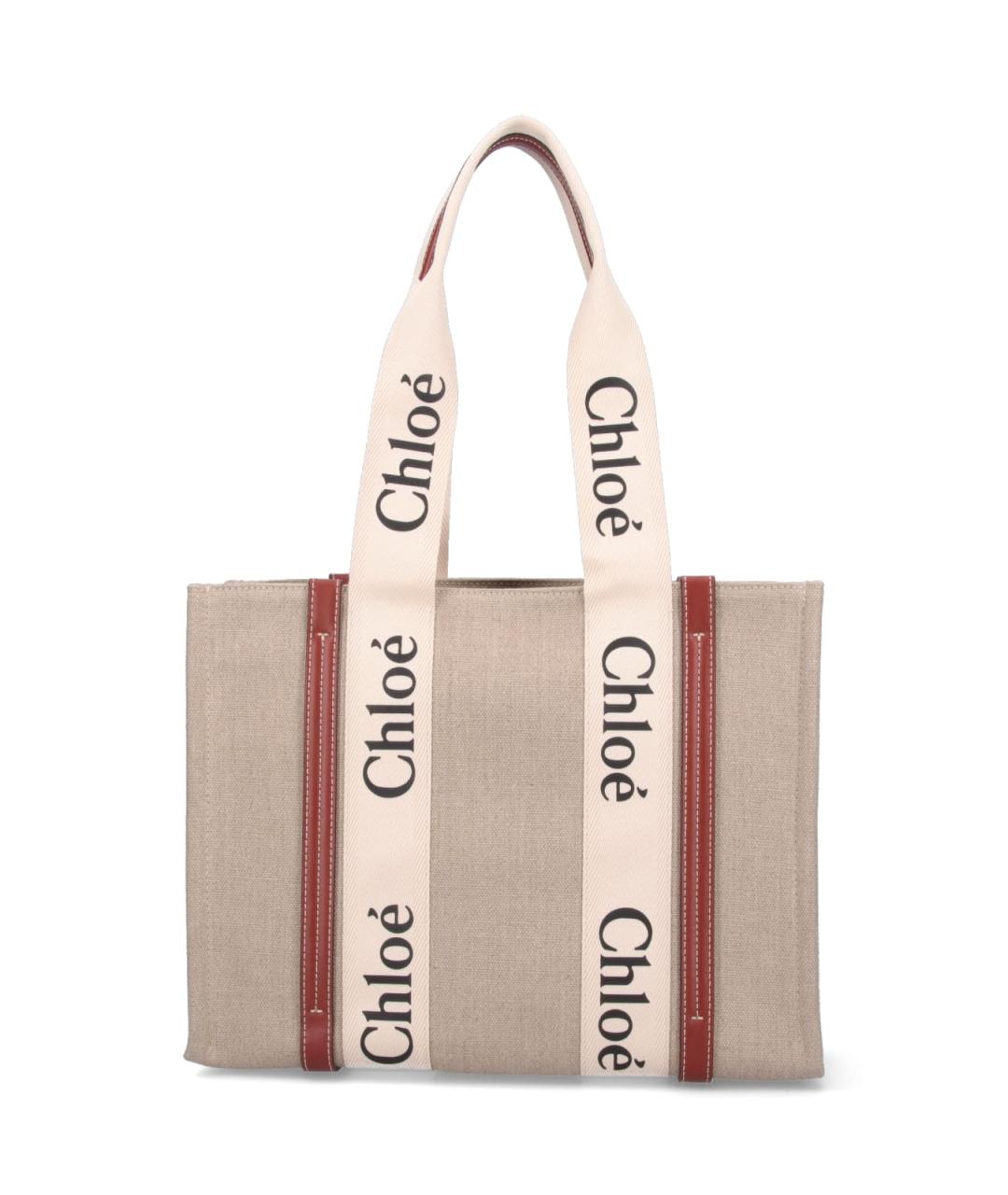 CHLOE Бежевая льняная сумка тоут, фото 3