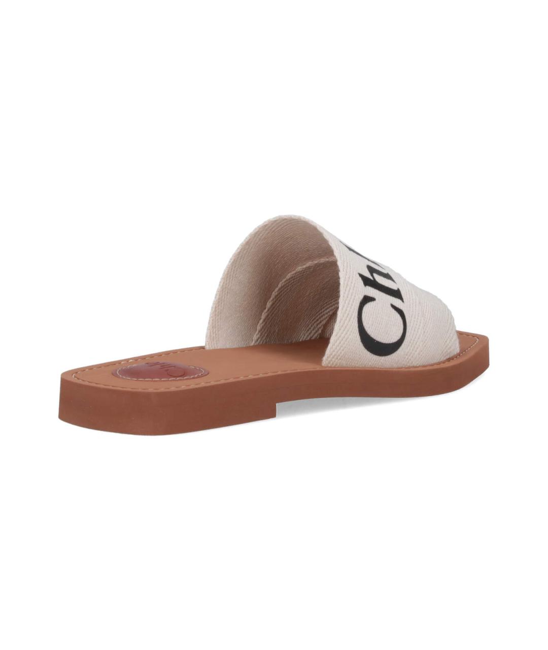 CHLOE Бежевые текстильные шлепанцы, фото 4