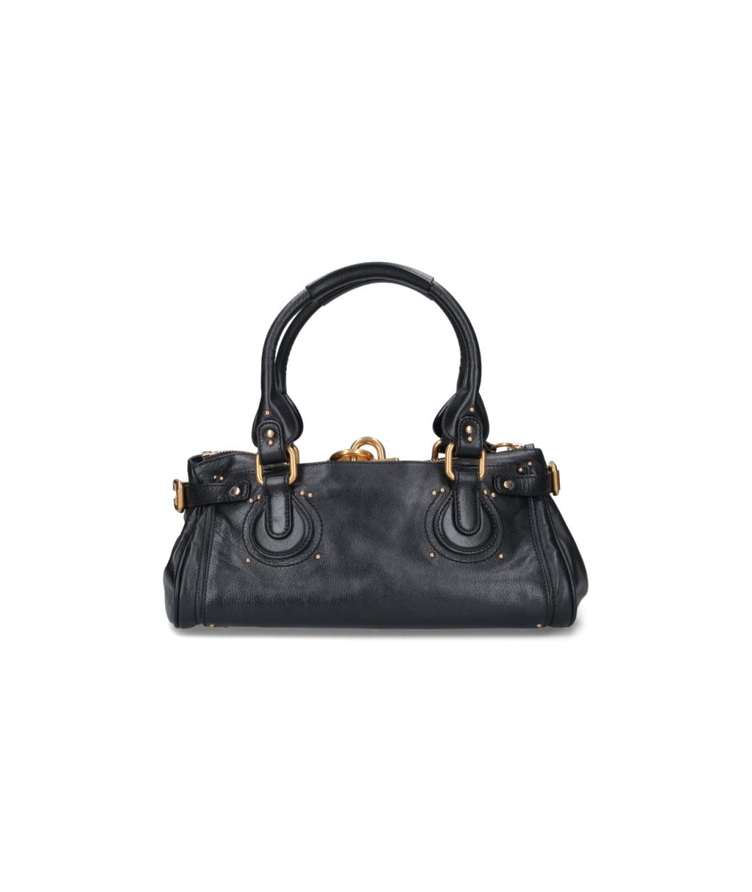 CHLOE Черная кожаная сумка с короткими ручками, фото 3