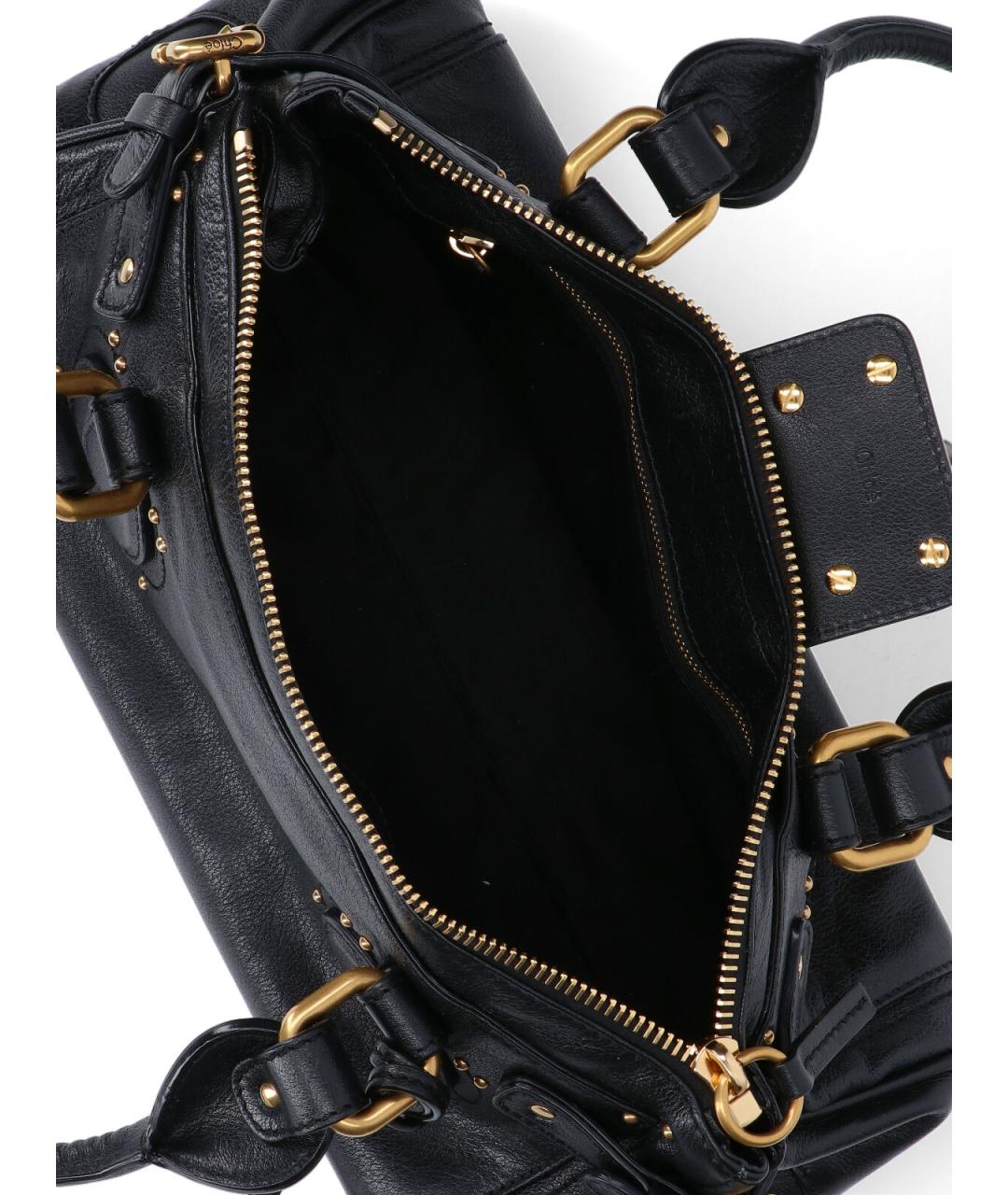 CHLOE Черная кожаная сумка с короткими ручками, фото 4