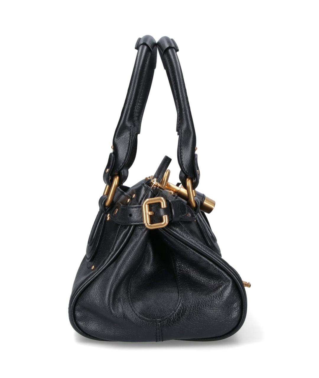 CHLOE Черная кожаная сумка с короткими ручками, фото 5