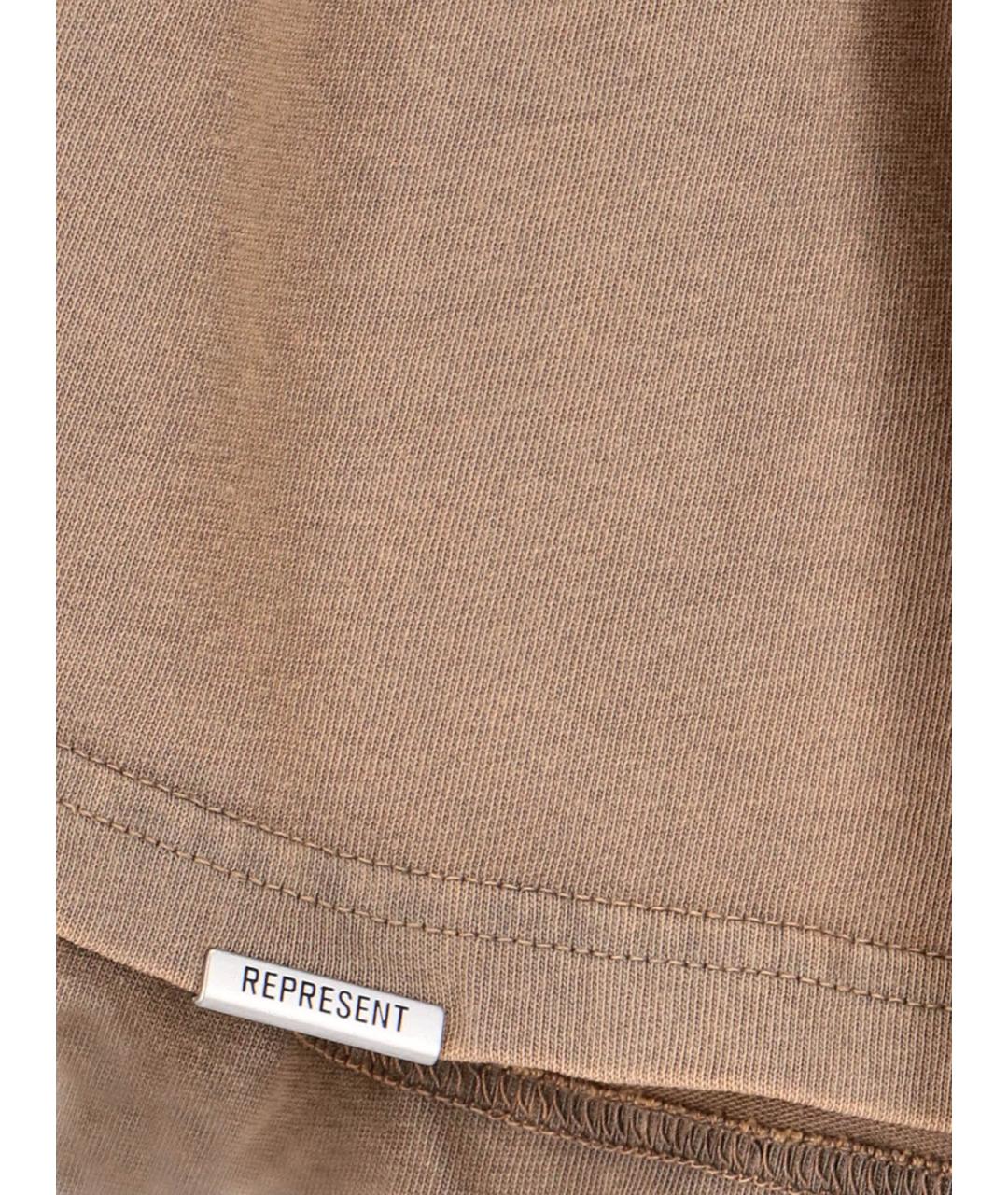 REPRESENT Бежевая хлопковая футболка, фото 3
