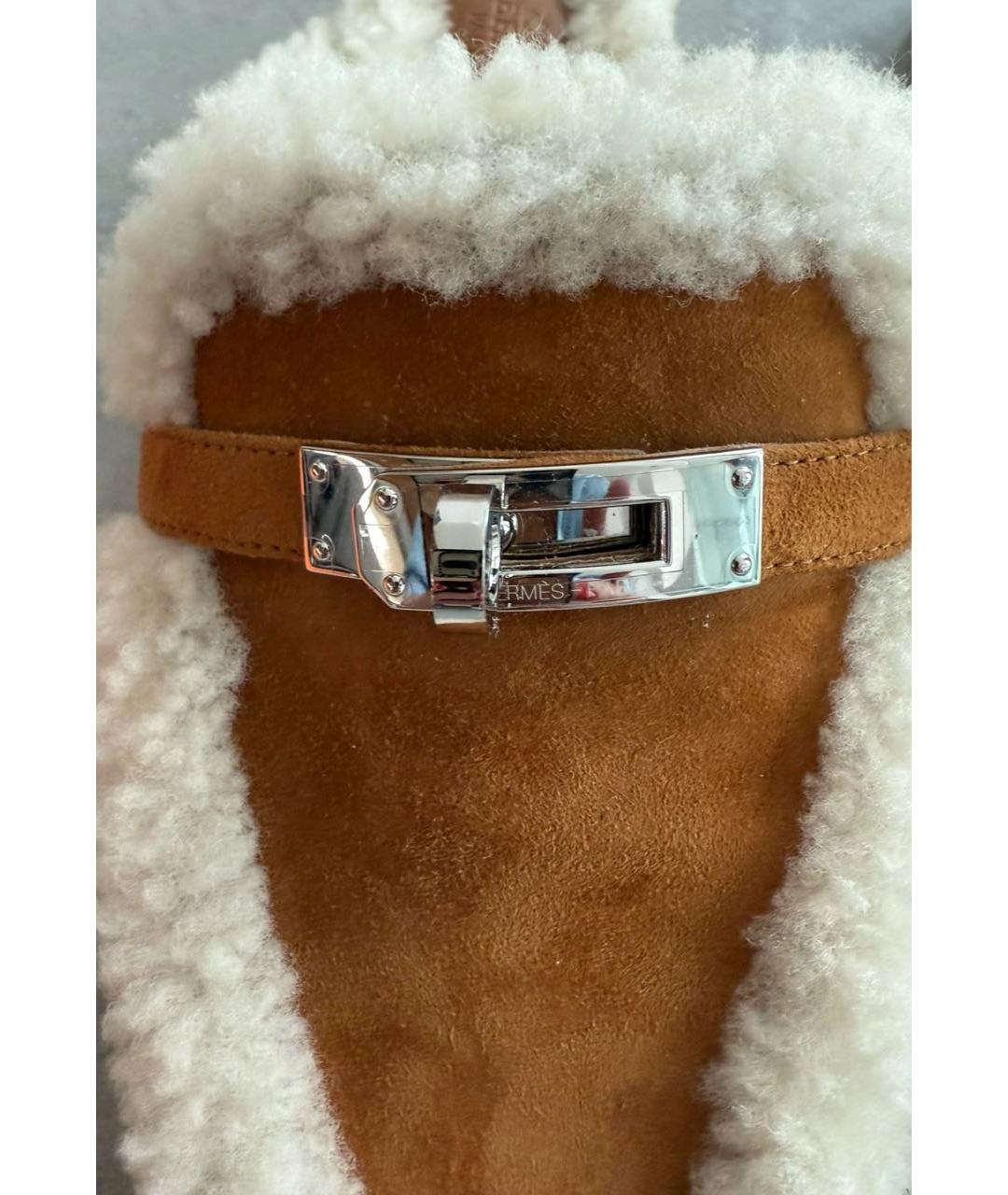 HERMES Коричневые замшевые мюли, фото 7