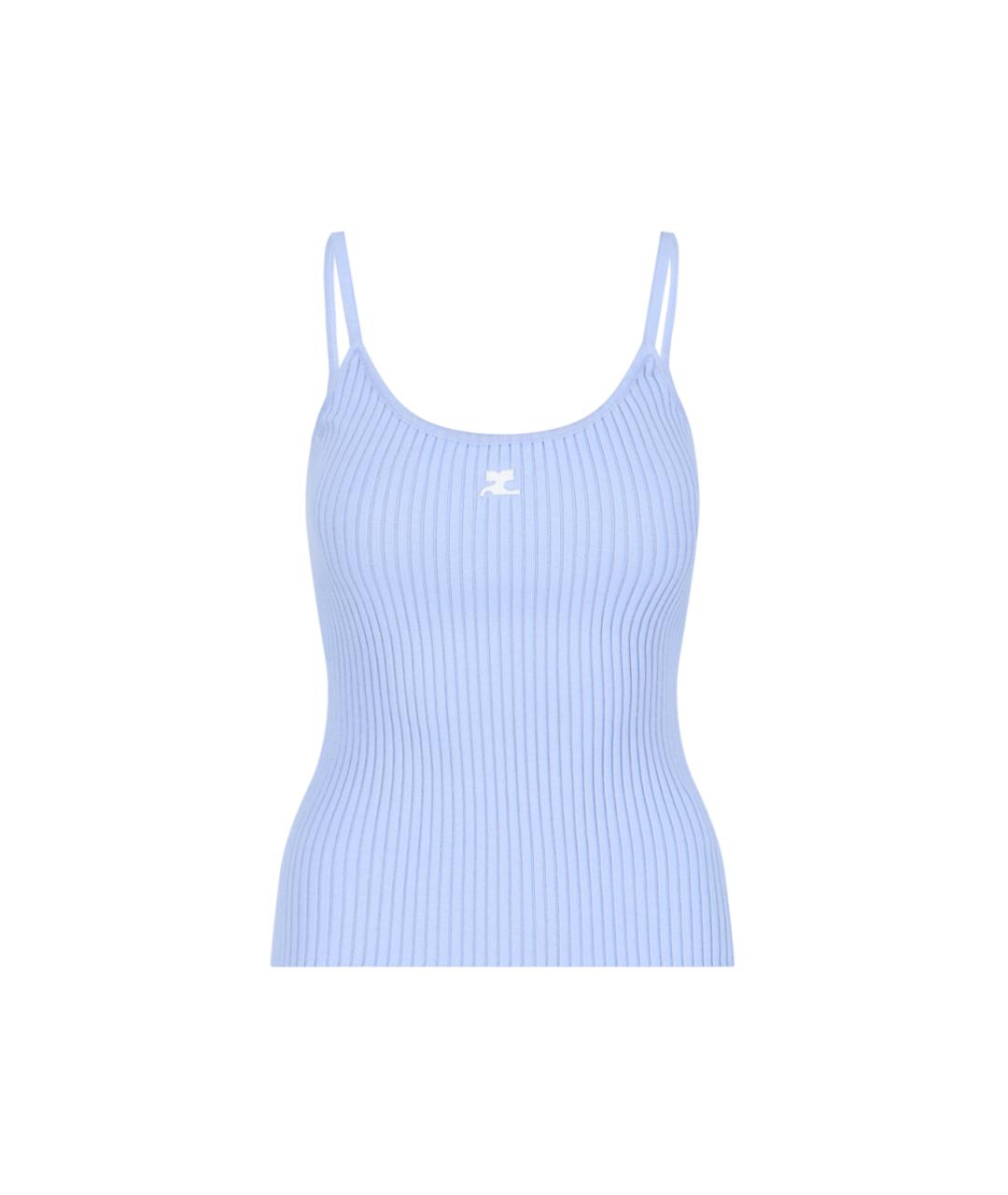COURREGES Голубая вискозная майка, фото 1