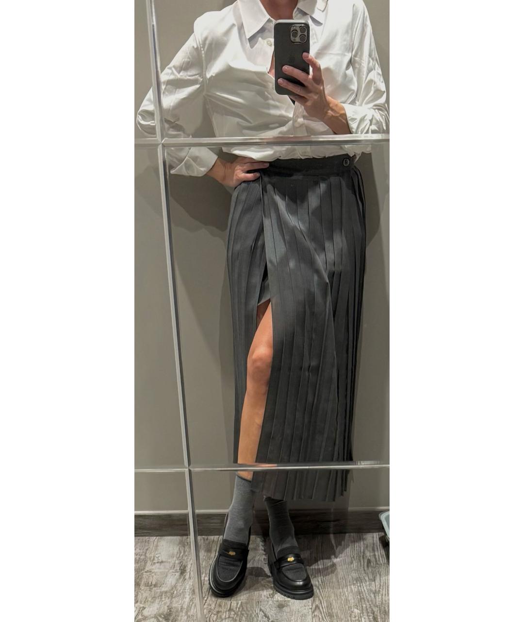 BRUNELLO CUCINELLI Антрацитовая шерстяная юбка миди, фото 7