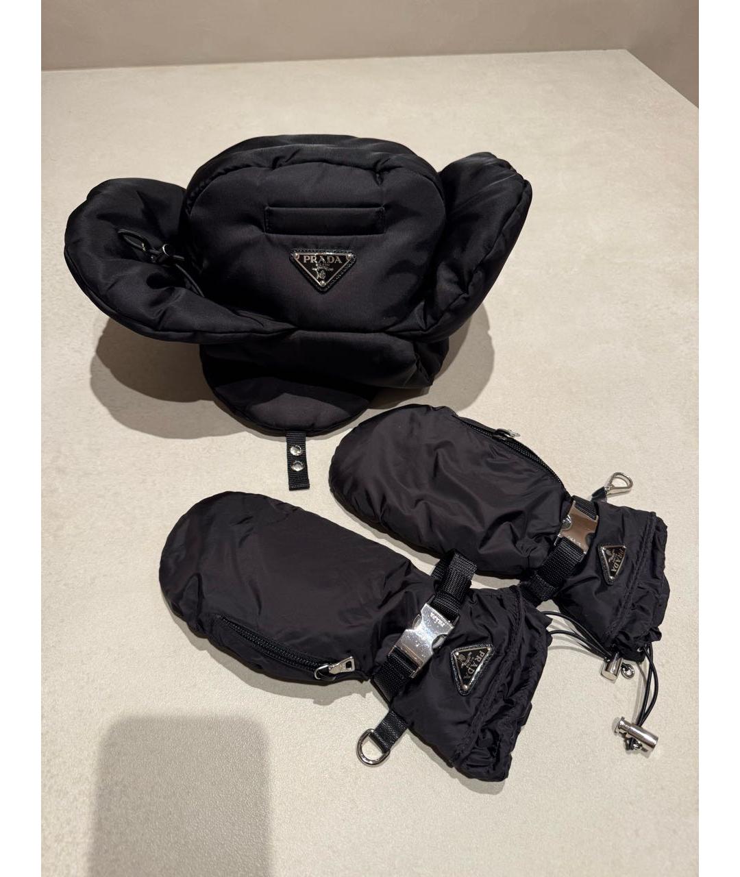PRADA Черные варежки, фото 6