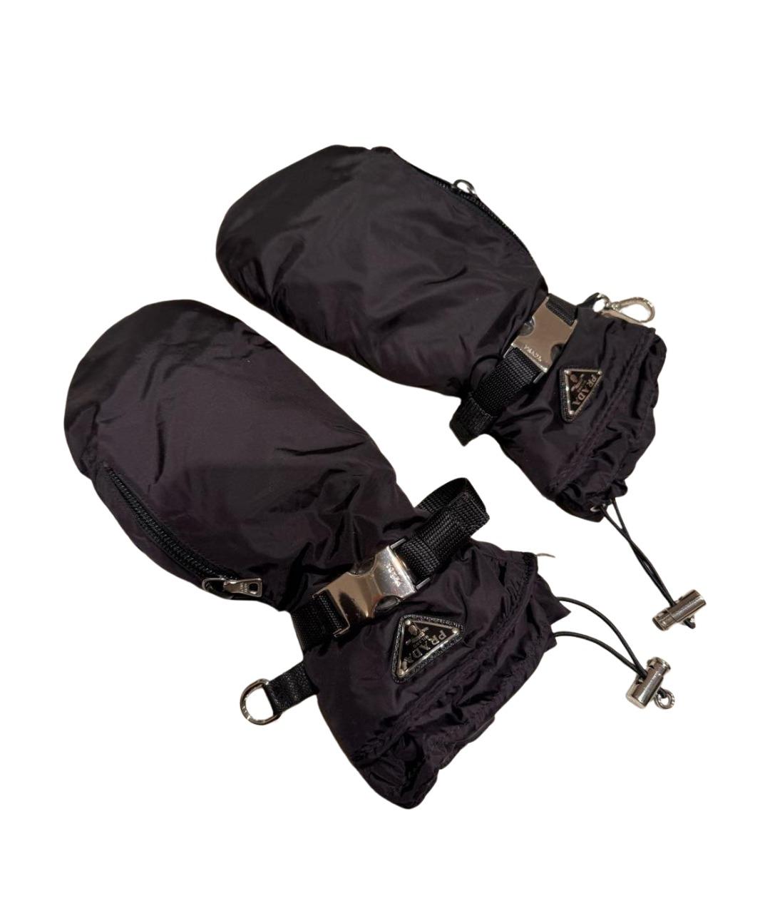 PRADA Черные варежки, фото 1