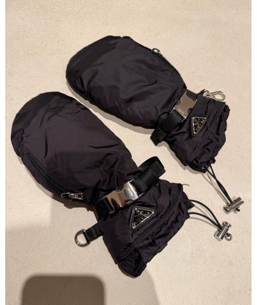 PRADA Черные варежки, фото 7