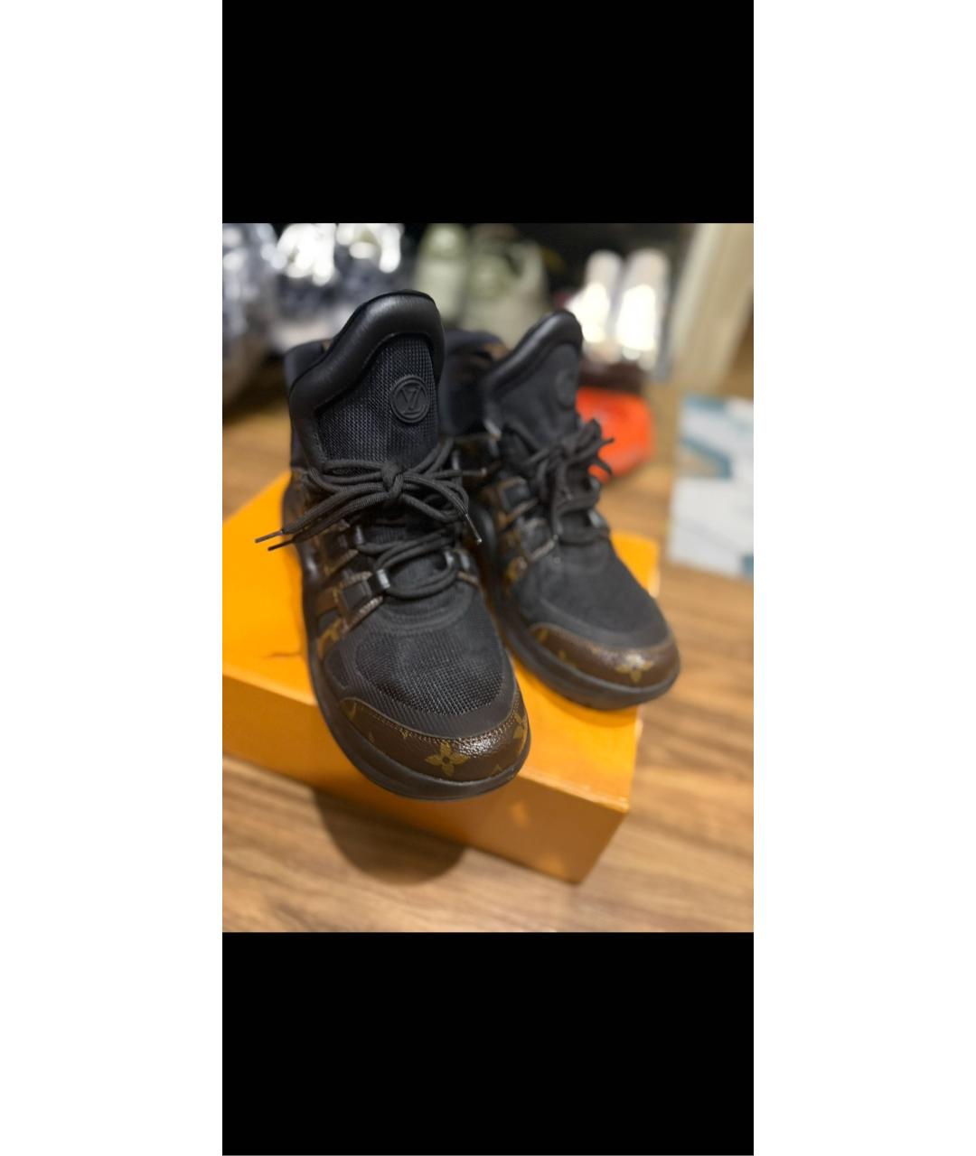 LOUIS VUITTON Коричневые кожаные кроссовки, фото 3