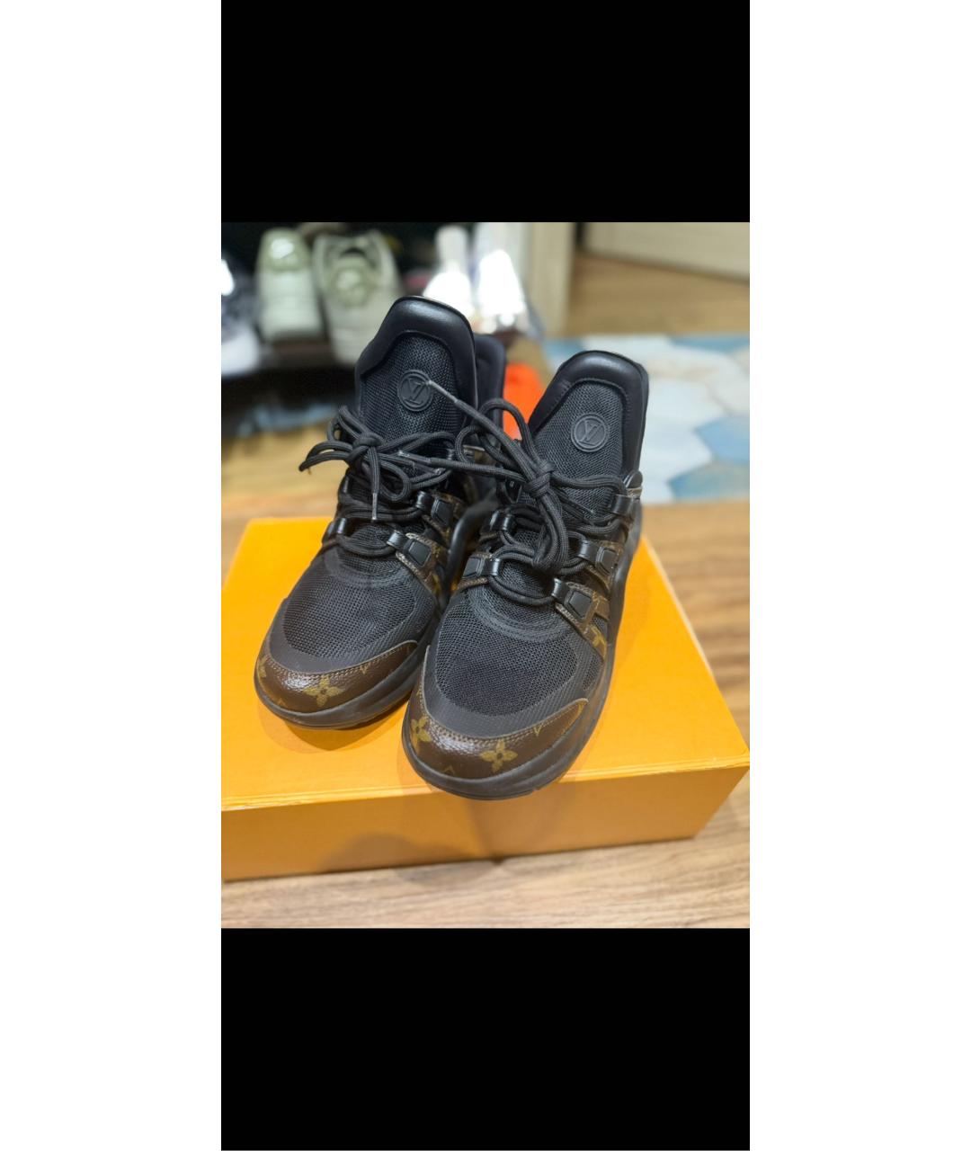 LOUIS VUITTON Коричневые кожаные кроссовки, фото 4