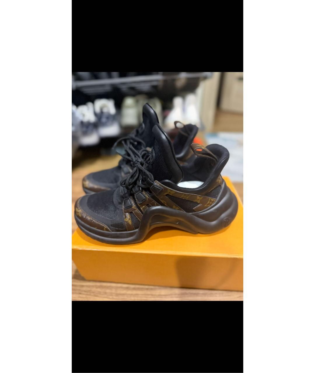 LOUIS VUITTON Коричневые кожаные кроссовки, фото 5