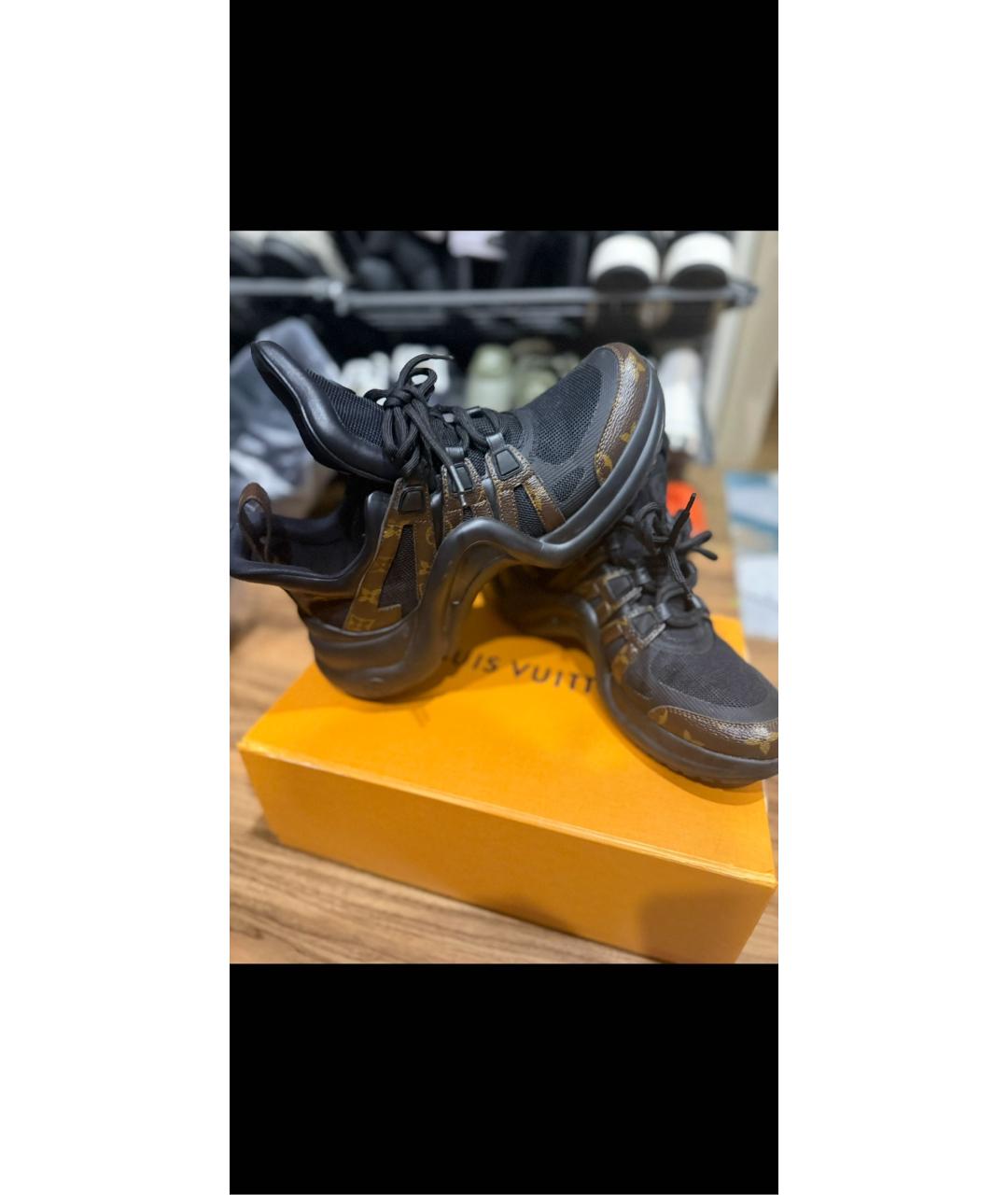 LOUIS VUITTON Коричневые кожаные кроссовки, фото 2