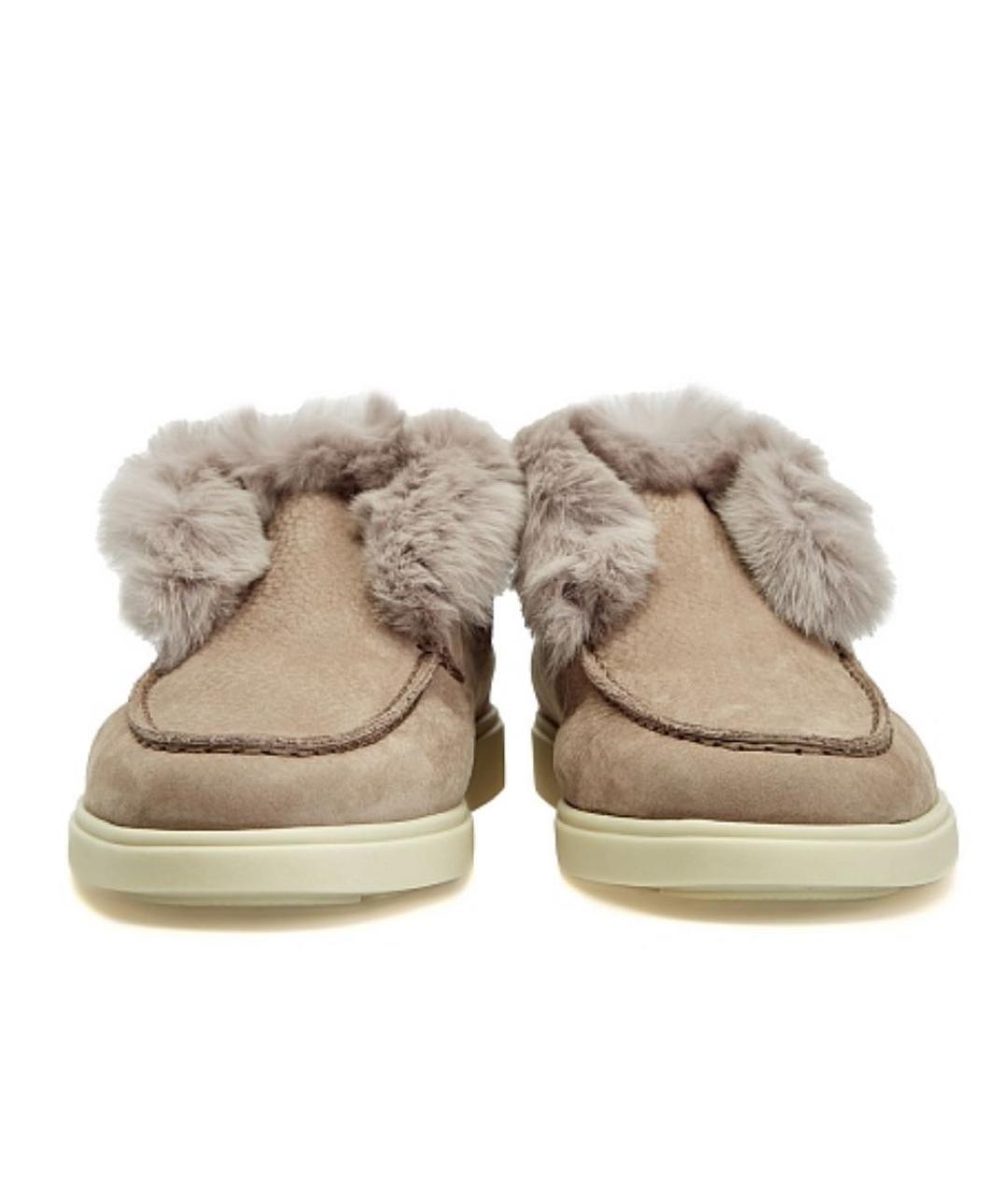 SANTONI Бежевые замшевые ботинки, фото 2