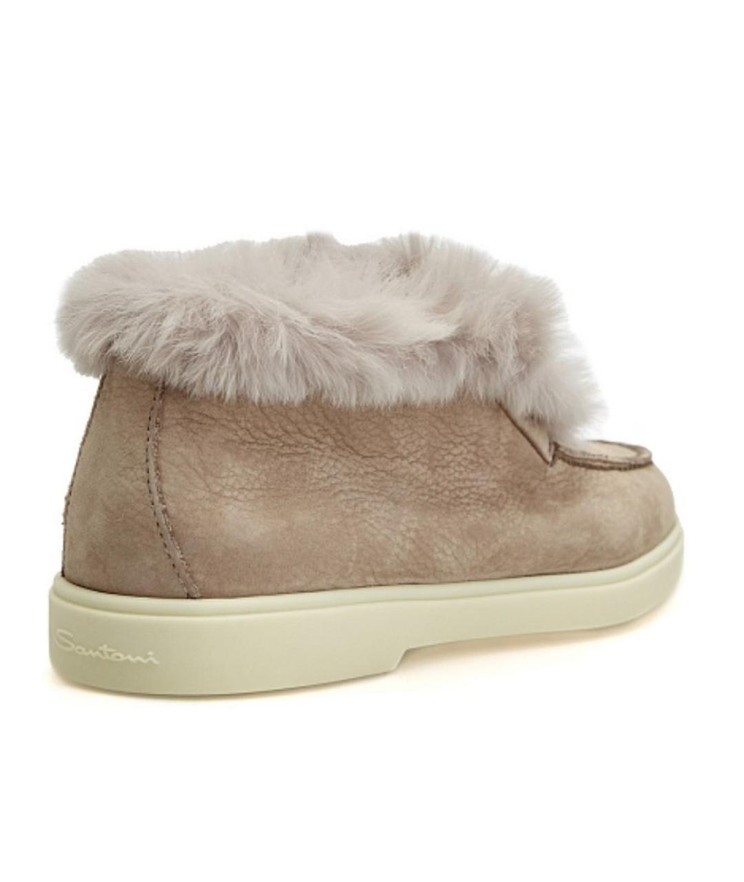 SANTONI Бежевые замшевые ботинки, фото 4