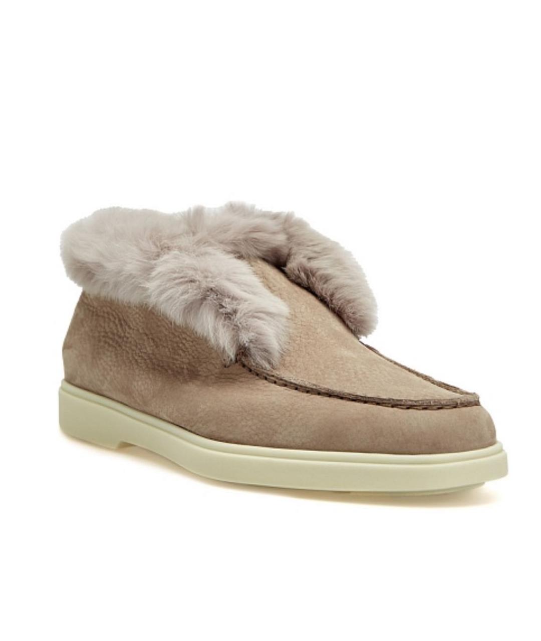 SANTONI Бежевые замшевые ботинки, фото 5