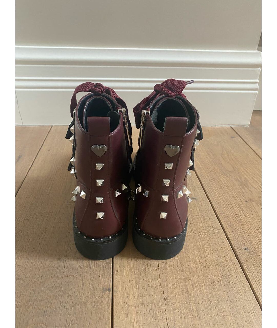 TWIN-SET Бордовые ботинки из искусственной кожи, фото 4