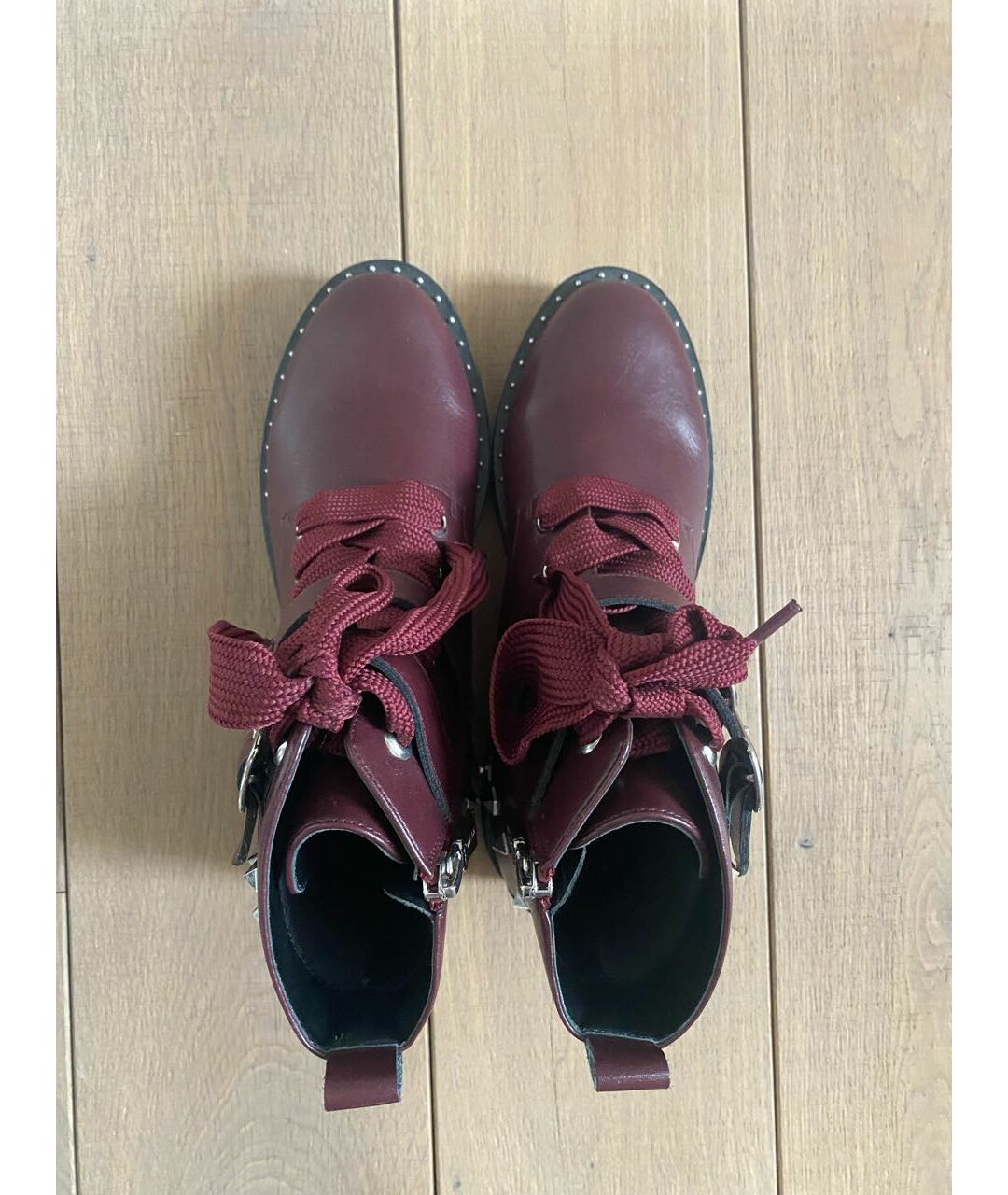 TWIN-SET Бордовые ботинки из искусственной кожи, фото 3