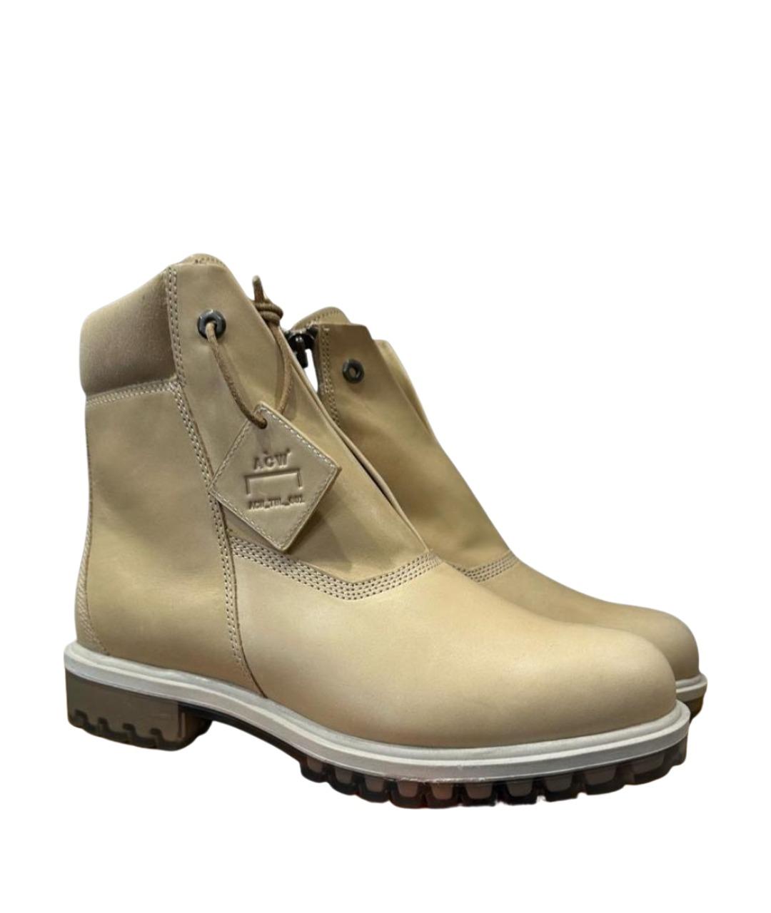 TIMBERLAND Бежевые кожаные высокие ботинки, фото 1