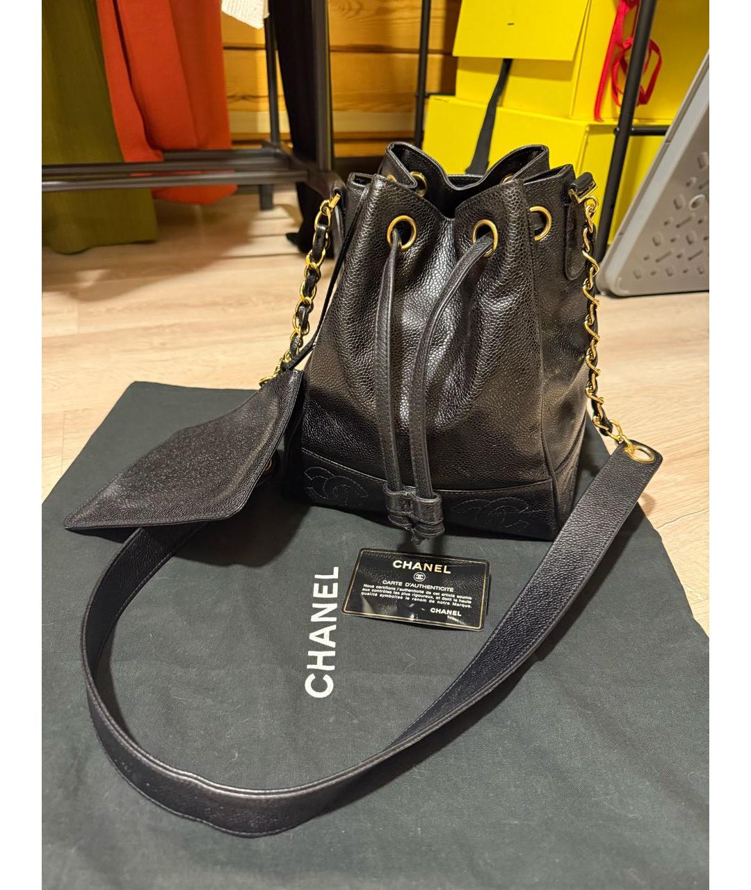 CHANEL Черная кожаная сумка через плечо, фото 5