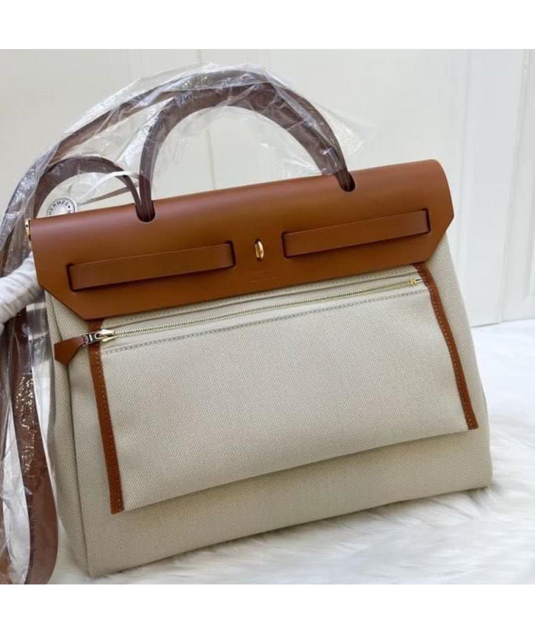 HERMES Бежевая сумка с короткими ручками, фото 2
