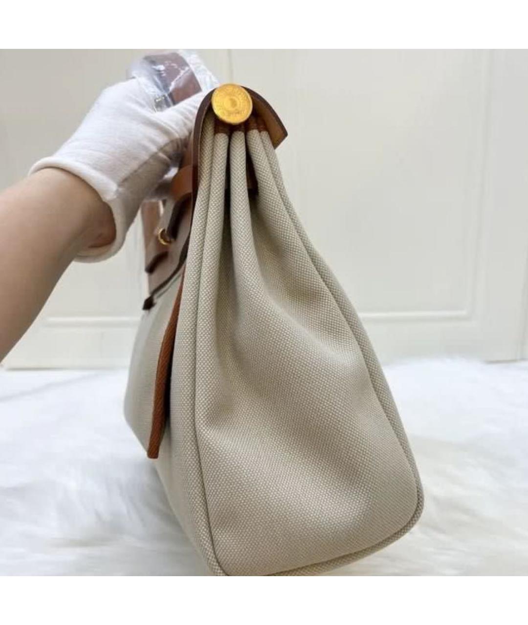 HERMES Бежевая сумка с короткими ручками, фото 4