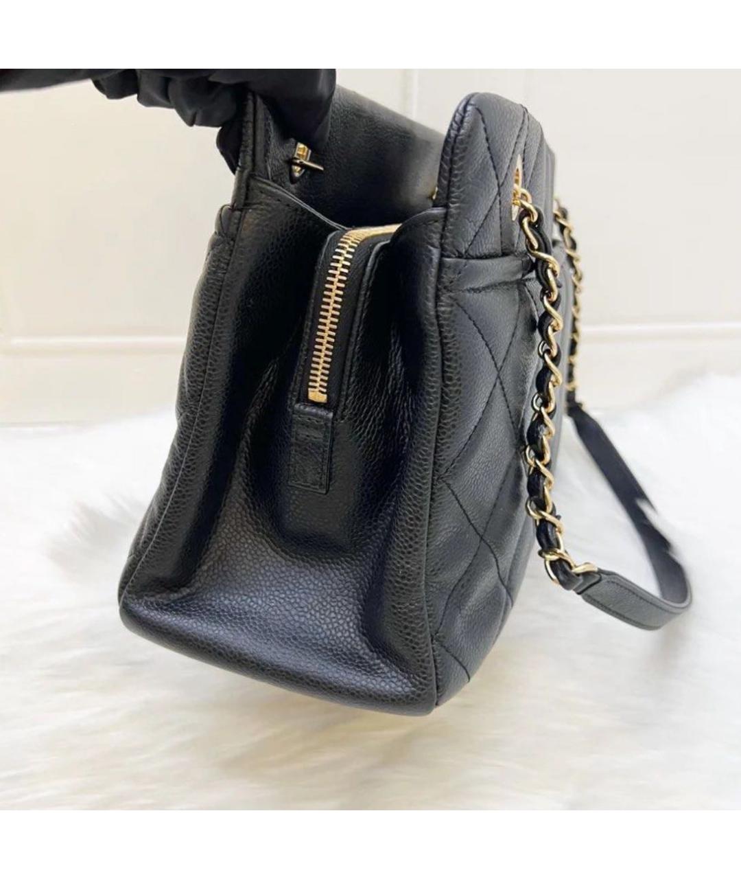 CHANEL Черная кожаная сумка тоут, фото 4