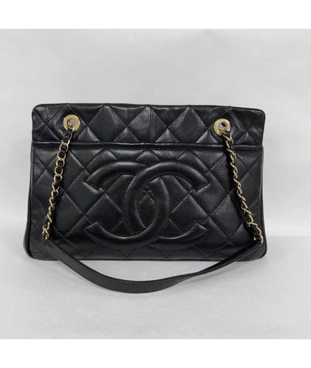 CHANEL Черная кожаная сумка тоут, фото 5