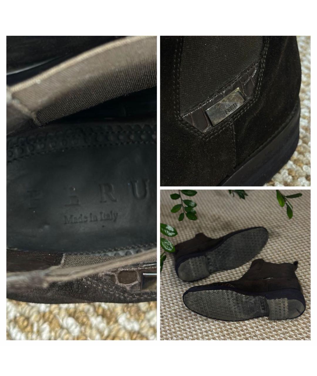 FERU Коричневые высокие ботинки из экзотической кожи, фото 8