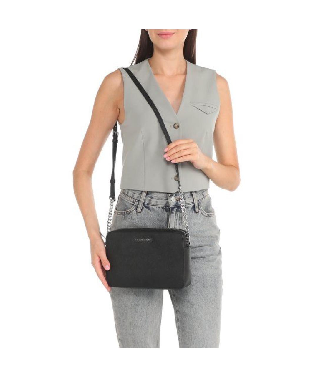 MICHAEL KORS Черная кожаная сумка через плечо, фото 4