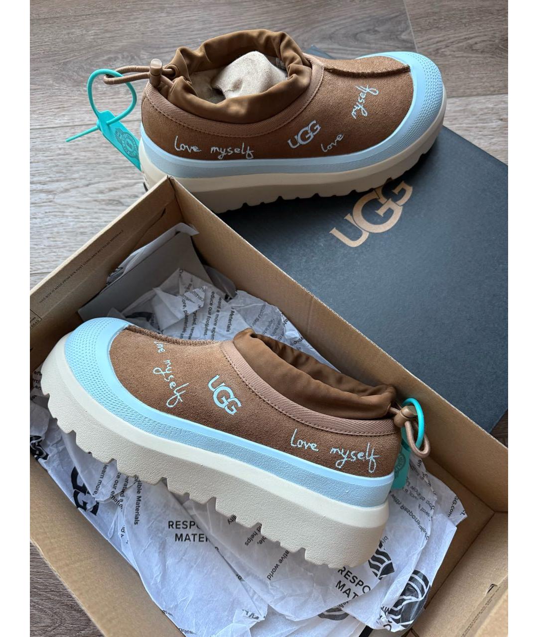 UGG AUSTRALIA Бежевые замшевые ботинки, фото 4