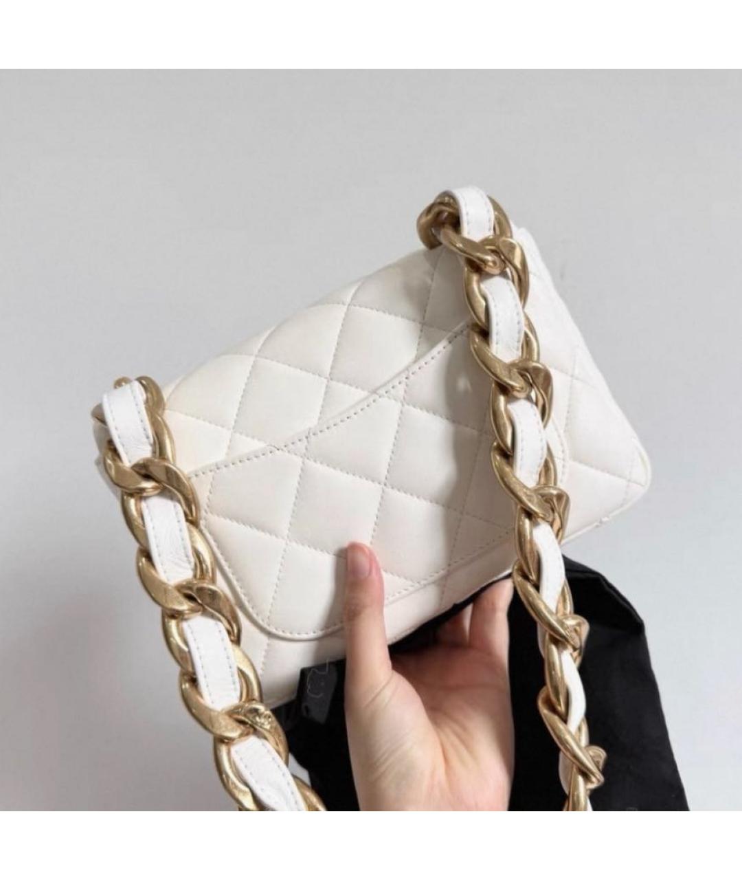 CHANEL Белая кожаная сумка через плечо, фото 3