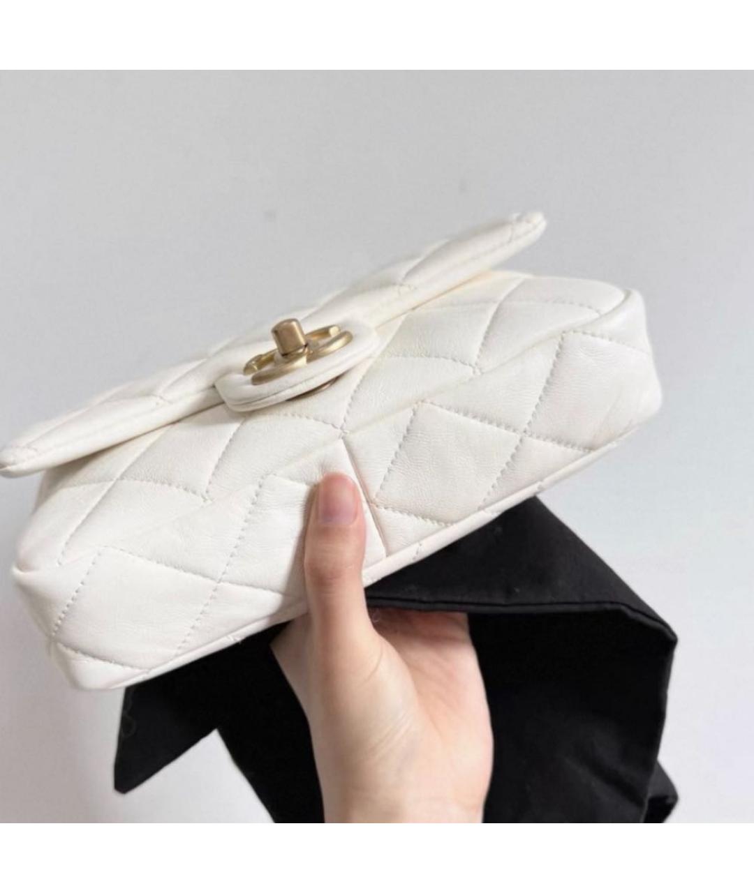 CHANEL Белая кожаная сумка через плечо, фото 5