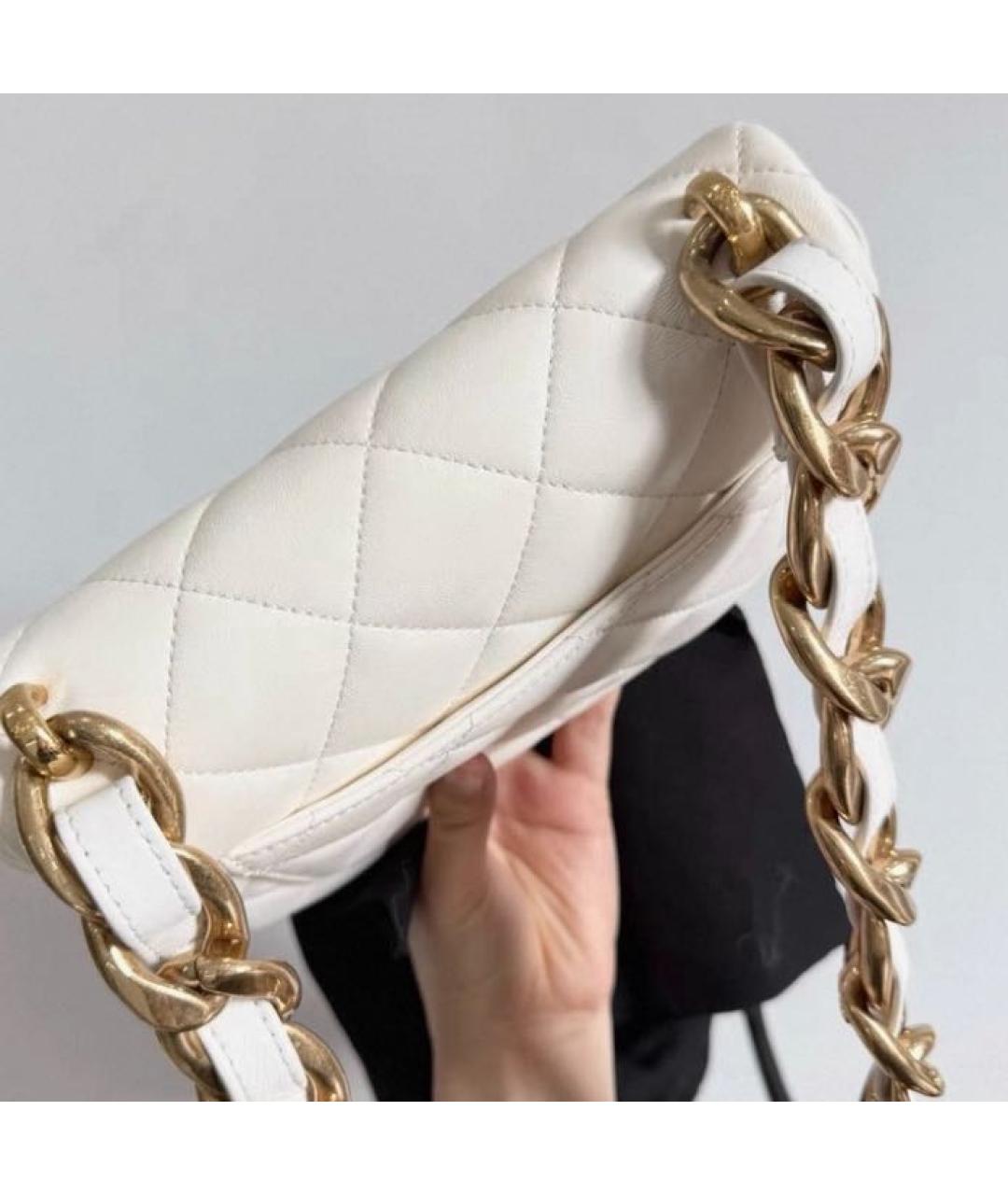 CHANEL Белая кожаная сумка через плечо, фото 4