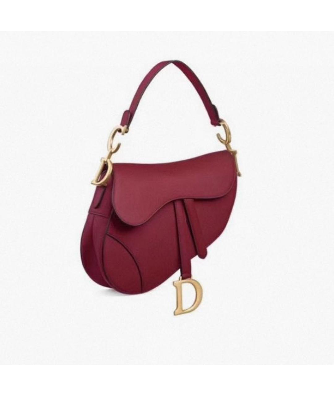 CHRISTIAN DIOR Бордовая кожаная сумка через плечо, фото 6