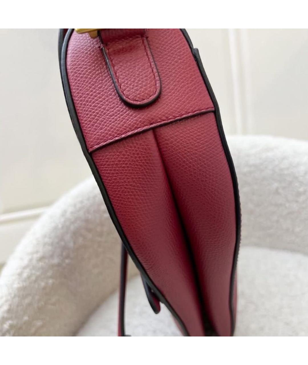 CHRISTIAN DIOR Бордовая кожаная сумка через плечо, фото 4