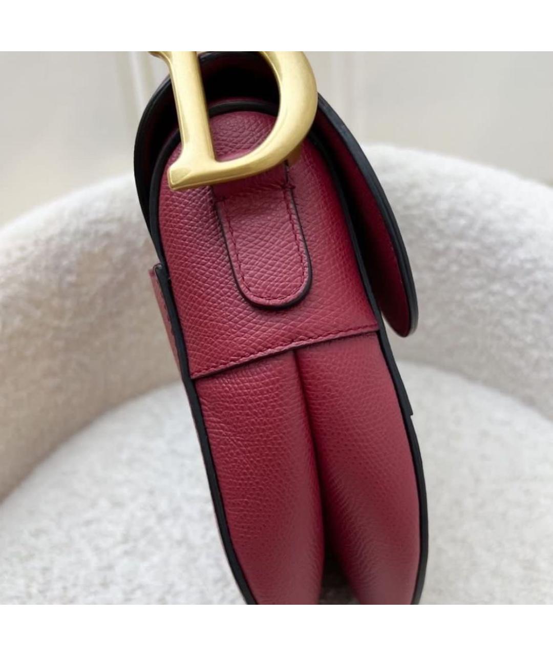 CHRISTIAN DIOR Бордовая кожаная сумка через плечо, фото 3