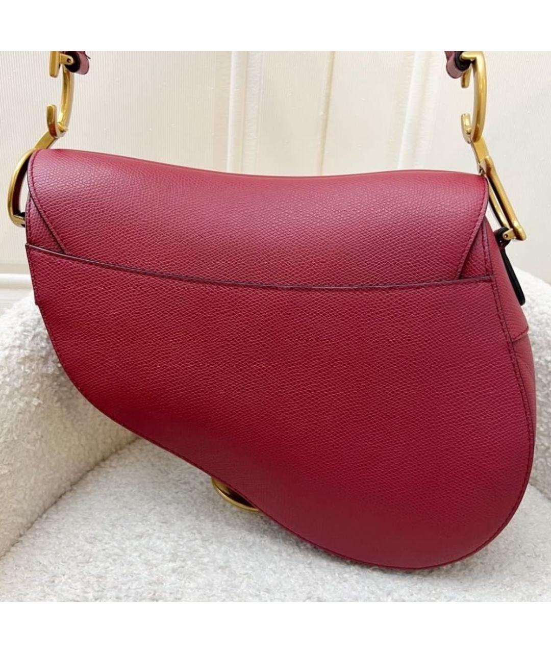 CHRISTIAN DIOR Бордовая кожаная сумка через плечо, фото 2