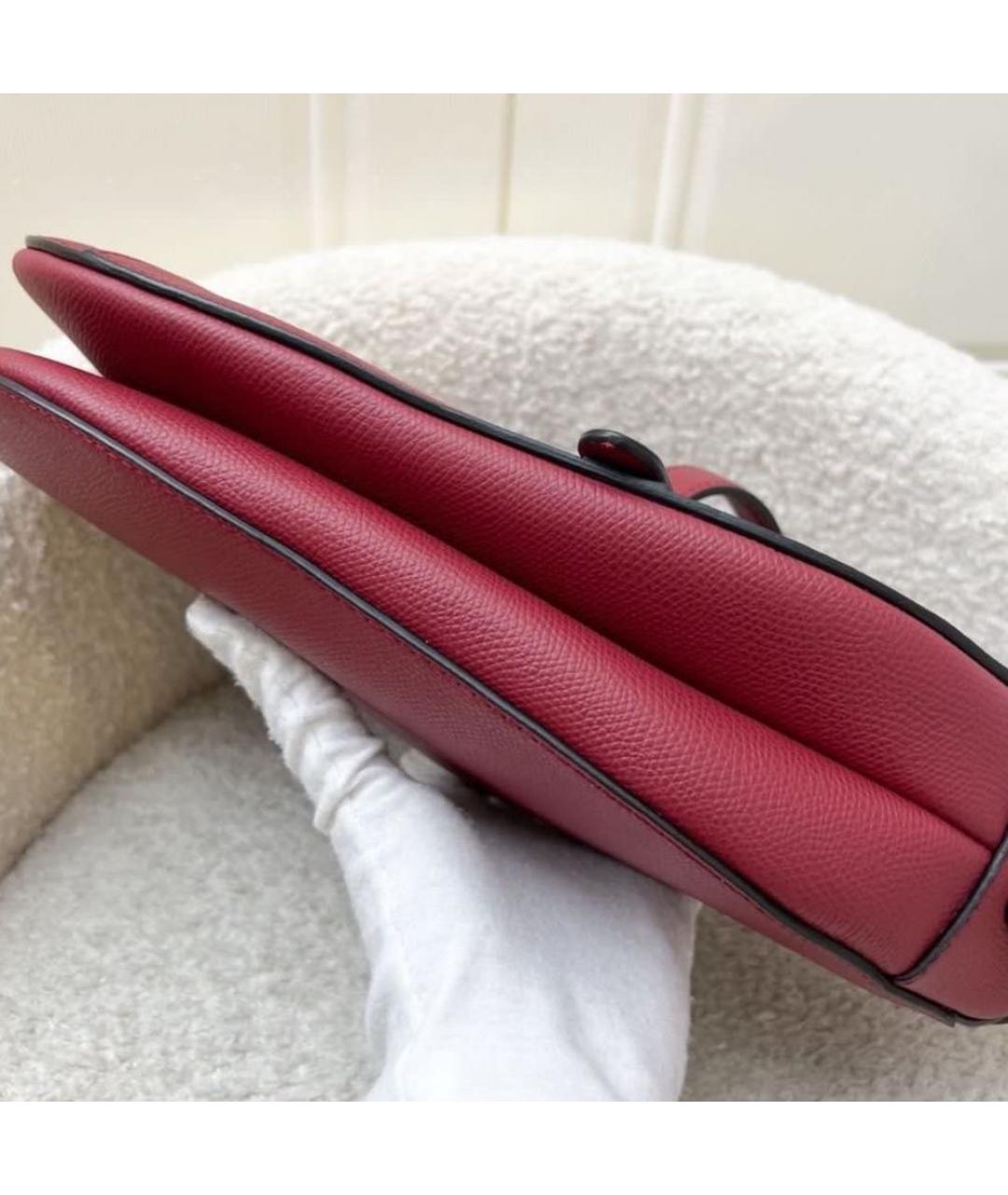 CHRISTIAN DIOR Бордовая кожаная сумка через плечо, фото 5