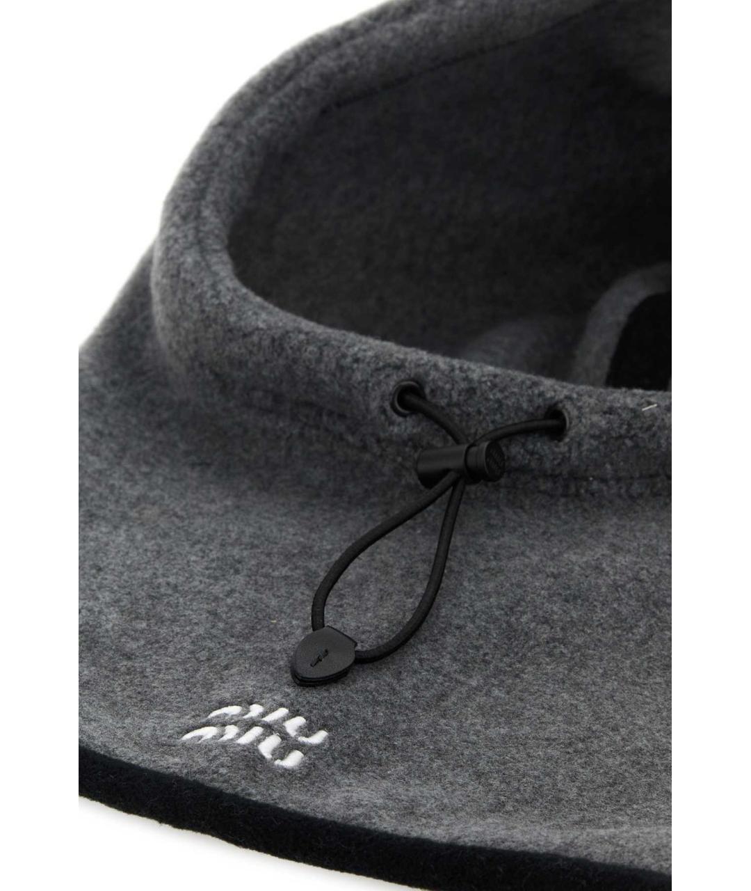 MIU MIU Серая синтетическая шапка, фото 2