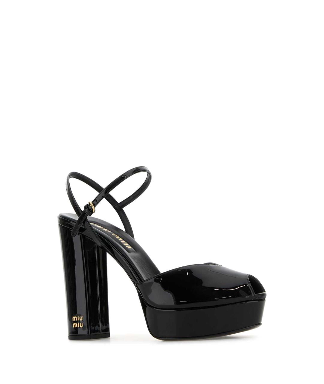 MIU MIU Черные босоножки из лакированной кожи, фото 2