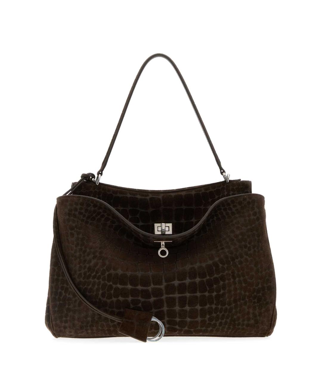 BALENCIAGA Коричневая замшевая сумка тоут, фото 1